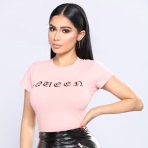 Fashion Nova Queen Crop Too - Pink/Black Size Small